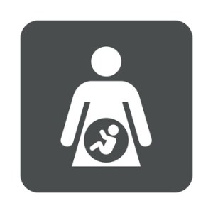 Icono plano embarazo en cuadrado gris